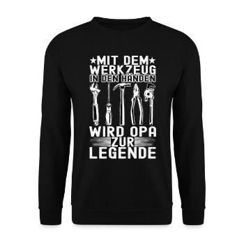 Opa Großvater - Unisex Pullover - Schwarz - Vorne - Alina (178cm) & Michal (187cm)