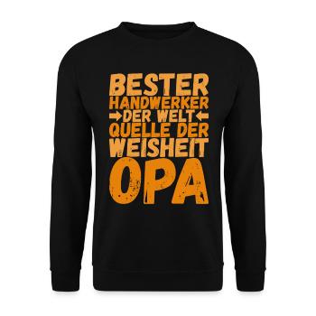 Opa Großvater - Unisex Pullover - Schwarz - Vorne - Alina (178cm) & Michal (187cm)