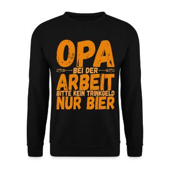 Opa Großvater - Unisex Pullover - Schwarz - Vorne - Alina (178cm) & Michal (187cm)