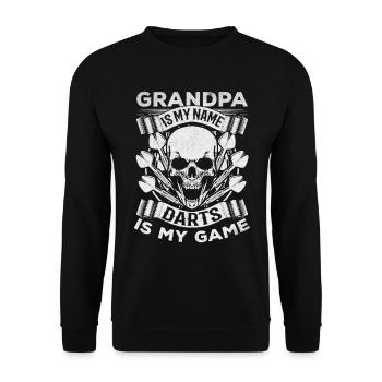 Grand-père est mon nom Fléchettes est mon jeu Je Grand-père - Sweat-shirt Unisexe - noir - Devant - Alina (178cm) & Michal (187cm)