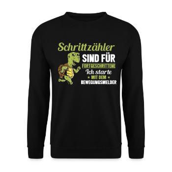 Schrittzähler sind für Fortgeschrittene Lustige - Unisex Pullover - Schwarz - Vorne - Alina (178cm) & Michal (187cm)