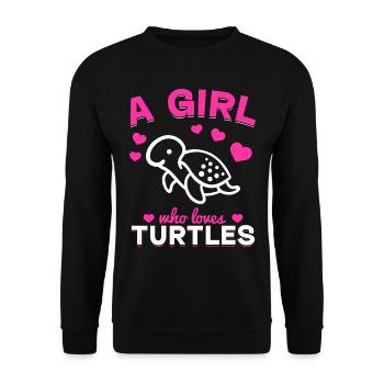 Sea Turtle Lover Girls Turtles - Unisex Sweatshirt - black - Front - Alina (178cm) & Michal (187cm)