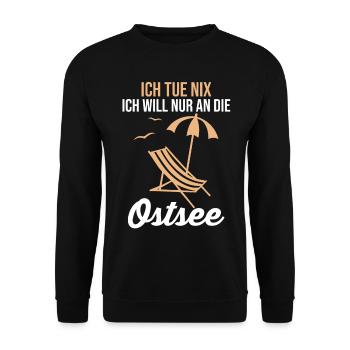 Ich tue nix ich will nur an die Ostsee - Unisex Pullover - Schwarz - Vorne - Alina (178cm) & Michal (187cm)