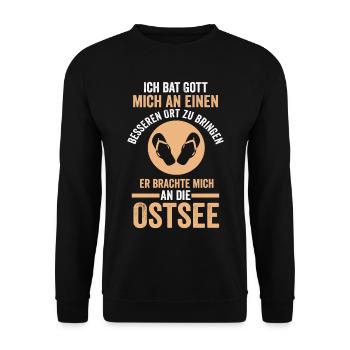 Gott brachte mich an die Ostsee - Unisex Pullover - Schwarz - Vorne - Alina (178cm) & Michal (187cm)