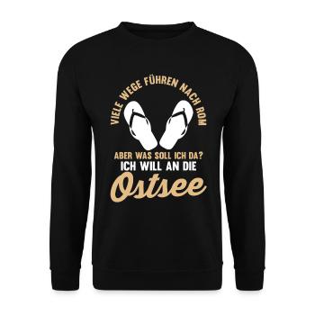 Ich will an die Ostsee - Unisex Pullover - Schwarz - Vorne - Alina (178cm) & Michal (187cm)