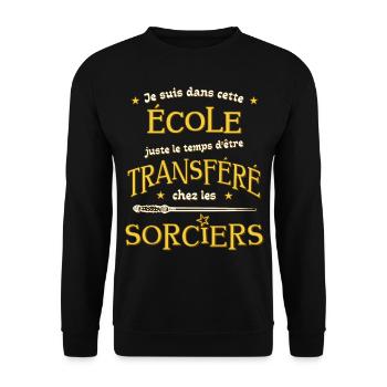 Cadeau rentrée cp ou maternelle maître d'école - Sweat-shirt Unisexe - noir - Devant - Alina (178cm) & Michal (187cm)
