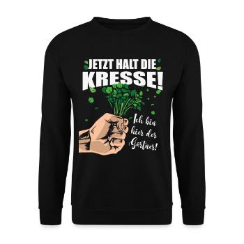 Halt die Kresse für Gärtner und Landschaftsbauer - Unisex Pullover - Schwarz - Vorne - Alina (178cm) & Michal (187cm)