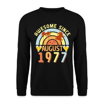August 1977 Retro - Unisex Pullover - Schwarz - Vorne - Alina (178cm) & Michal (187cm)