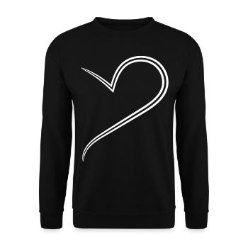 Simples Halbes Weises Herz - Unisex Pullover - Schwarz - Vorne - Alina (178cm) & Michal (187cm)