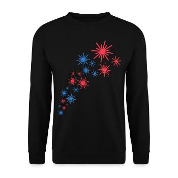 Sternenhimmel In Blau Und Rot - Unisex Pullover - Schwarz - Vorne - Alina (178cm) & Michal (187cm)