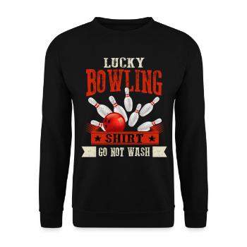 This is my Lucky Bowling Shirt - Do not wash - Unisex Pullover - Schwarz - Vorne - Alina (178cm) & Michal (187cm)