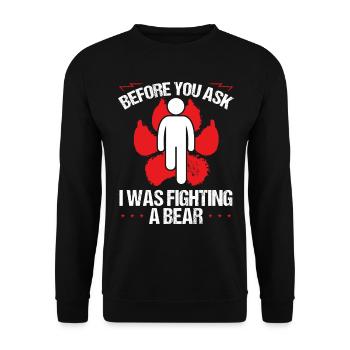 Funny Leg Amputee a Bear Amputated Leg Survivor - Unisex Sweatshirt - black - Front - Alina (178cm) & Michal (187cm)