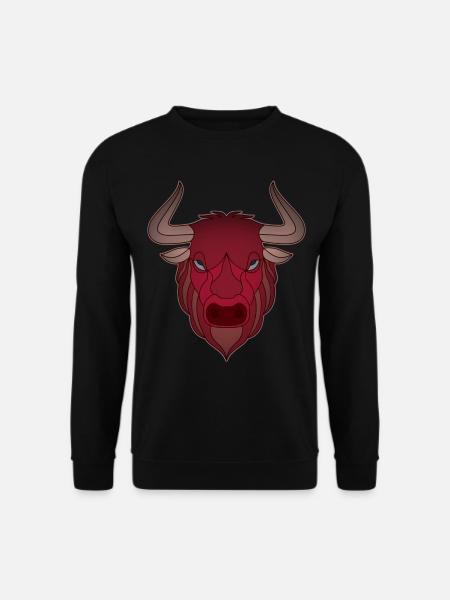 Landwirt Rind Tierkopf Motiv Aufdruck mit Stier - Unisex Pullover - Schwarz