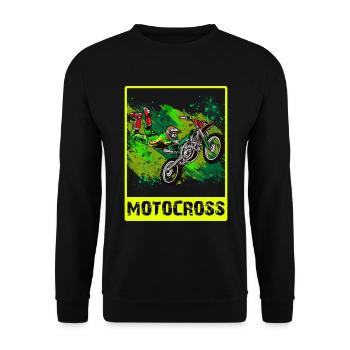 Motocross Tshirt Für Herren Damen Enduro Supermoto - Unisex Pullover - Schwarz - Vorne - Alina (178cm) & Michal (187cm)
