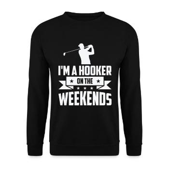 Golf Golfer Golfball Golfspieler Golfschläger - Unisex Pullover - Schwarz - Vorne - Alina (178cm) & Michal (187cm)