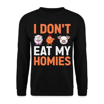 Vegetarier Veganer Vegan Veggie Tierschutz Gemüse - Unisex Pullover - Schwarz - Vorne - Alina (178cm) & Michal (187cm)