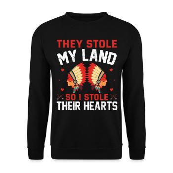 Indianer Ureinwohner Amerika Native American - Unisex Pullover - Schwarz - Vorne - Alina (178cm) & Michal (187cm)