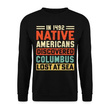 Indianer Ureinwohner Amerika Native American - Unisex Pullover - Schwarz - Vorne - Alina (178cm) & Michal (187cm)