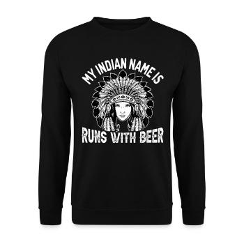 Indianer Ureinwohner Amerika Native American - Unisex Pullover - Schwarz - Vorne - Alina (178cm) & Michal (187cm)