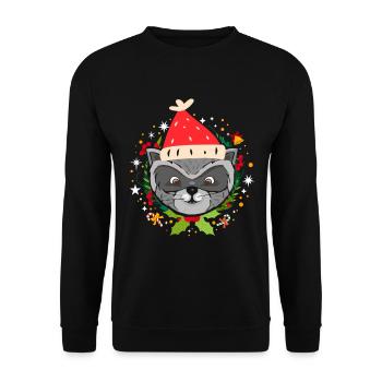 Christmas Raccoon Christmas Gift Xmas - Unisex Sweatshirt - black - Front - Alina (178cm) & Michal (187cm)