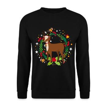 Ugly Christmas Sweater Reindeer - Unisex Sweatshirt - black - Front - Alina (178cm) & Michal (187cm)