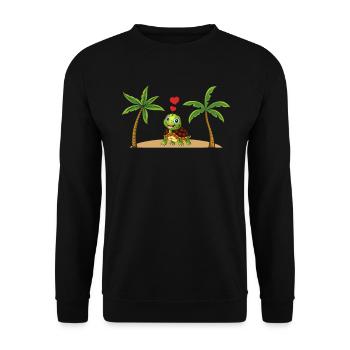 Turtle Palm Sweet Turtle Lovers - Unisex Sweatshirt - black - Front - Alina (178cm) & Michal (187cm)