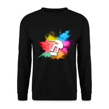 Skateboard Tshirt Skater Sk8 Sk8er Halfpipe Flip - Unisex Pullover - Schwarz - Vorne - Alina (178cm) & Michal (187cm)