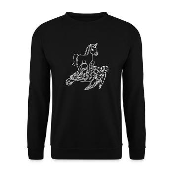 Lustiges Schildkröten-Einhorn Süße Schildkröte - Unisex Pullover - Schwarz - Vorne - Alina (178cm) & Michal (187cm)