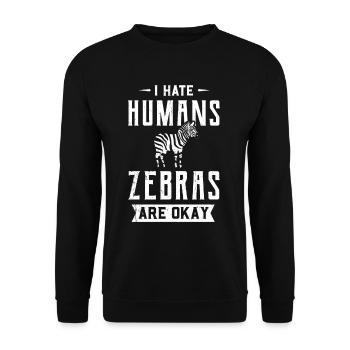 Zebra Africa Horse Hipster Gift Animal Stripe - Unisex Sweatshirt - black - Front - Alina (178cm) & Michal (187cm)