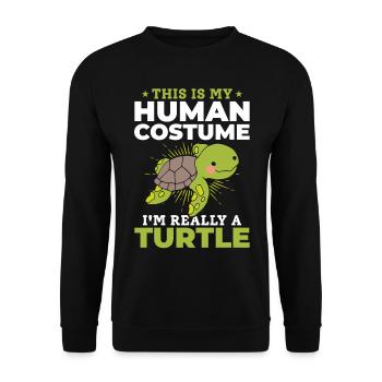 Süße Schildkröte - Das ist mein menschliches - Unisex Pullover - Schwarz - Vorne - Alina (178cm) & Michal (187cm)