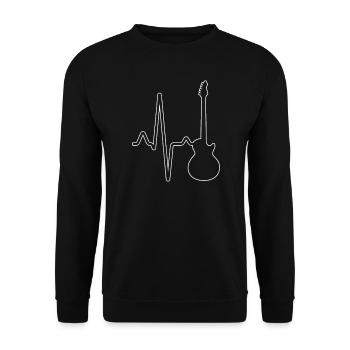 Gitarre Herzschlag - Unisex Pullover - Schwarz - Vorne - Alina (178cm) & Michal (187cm)