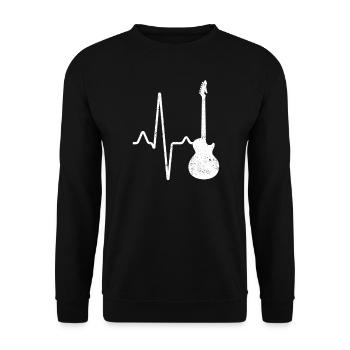 E Gitarre Herzschlag - Unisex Pullover - Schwarz - Vorne - Alina (178cm) & Michal (187cm)