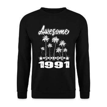 Awesome Since 1991 - Unisex Sweatshirt - black - Front - Alina (178cm) & Michal (187cm)