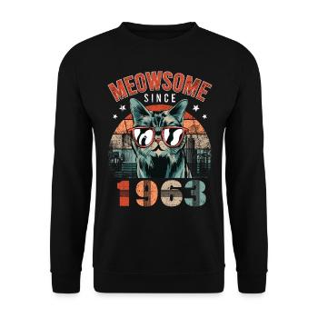 Meowsome 1963 Year of birth 1963 Cat birthday - Unisex Sweatshirt - black - Front - Alina (178cm) & Michal (187cm)
