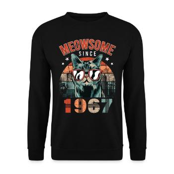 Meowsome 1967 Year of birth 1967 Cat birthday - Unisex Sweatshirt - black - Front - Alina (178cm) & Michal (187cm)