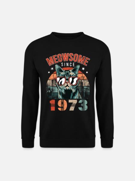 Meowsome 1973 Year of birth 1973 Cat birthday - Unisex Sweatshirt - black