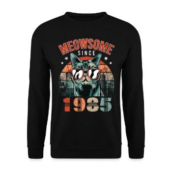 Meowsome 1985 Année de naissance 1985 Anniversaire du chat - Sweat-shirt Unisexe - noir - Devant - Alina (178cm) & Michal (187cm)