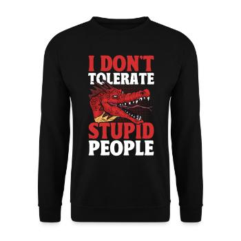 Ich dulde keine dummen Menschen Mürrischer Drache - Unisex Pullover - Schwarz - Vorne - Alina (178cm) & Michal (187cm)