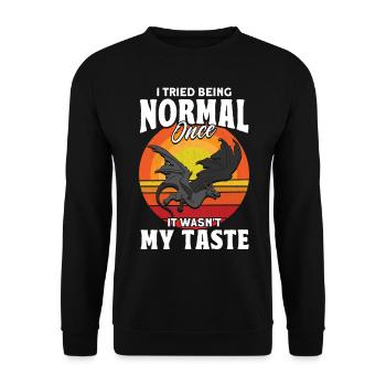 Ich habe einmal versucht normal zu sein Drache - Unisex Pullover - Schwarz - Vorne - Alina (178cm) & Michal (187cm)