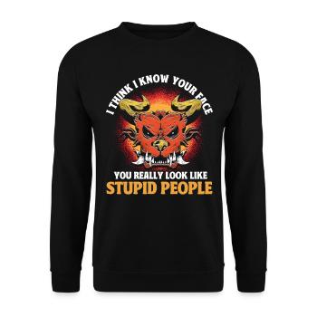 Ihr seht wirklich aus wie dumme Menschen Drache - Unisex Pullover - Schwarz - Vorne - Alina (178cm) & Michal (187cm)