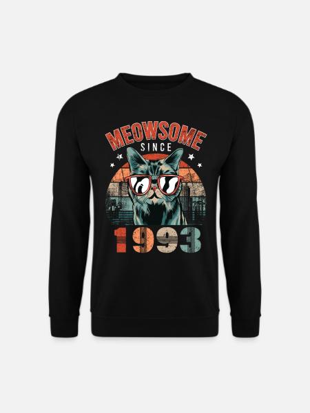 Meowsome 1993 Geburtsjahr 1993 Katze Geburtstag - Unisex Pullover - Schwarz
