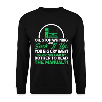 Stop whining and swallow it down Sysadmin - Unisex Sweatshirt - black - Front - Alina (178cm) & Michal (187cm)