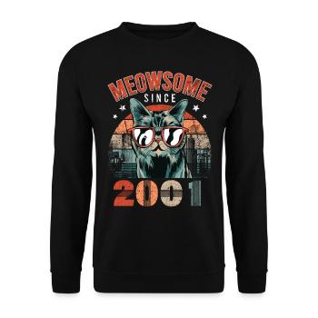 Meowsome 2001 Year of birth 2001 Cat birthday - Unisex Sweatshirt - black - Front - Alina (178cm) & Michal (187cm)