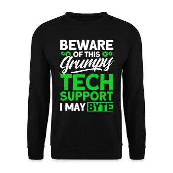 Méfiez-vous du support technique grincheux - Sweat-shirt Unisexe - noir - Devant - Alina (178cm) & Michal (187cm)
