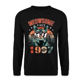 Meowsome 1997 Année de naissance 1997 Anniversaire du chat - Sweat-shirt Unisexe - noir - Devant - Alina (178cm) & Michal (187cm)