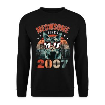Meowsome 2007 Année de naissance 2007 Anniversaire du chat - Sweat-shirt Unisexe - noir - Devant - Alina (178cm) & Michal (187cm)