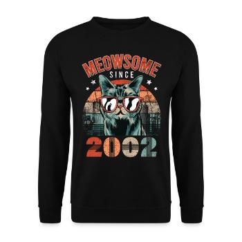 Meowsome 2002 Année de naissance 2002 Anniversaire du chat - Sweat-shirt Unisexe - noir - Devant - Alina (178cm) & Michal (187cm)