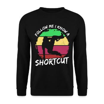 Parkour Suivez-moi, je connais un raccourci - Sweat-shirt Unisexe - noir - Devant - Alina (178cm) & Michal (187cm)