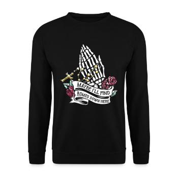Romeo Gothic Bones Skeleton Roses Death Grave - Unisex Sweatshirt - black - Front - Alina (178cm) & Michal (187cm)
