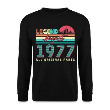 Vintage 1977 August - Unisex Pullover - Schwarz - Vorne - Alina (178cm) & Michal (187cm)